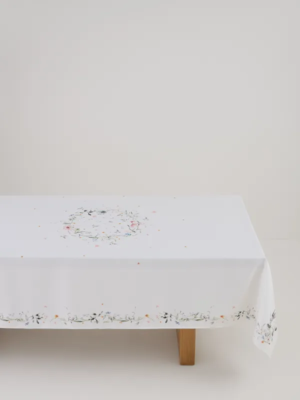 Дастархан, 170х250 см, полиэстер, ақ, Қояндар мен гүлдер, Rabbits in flower, image-6