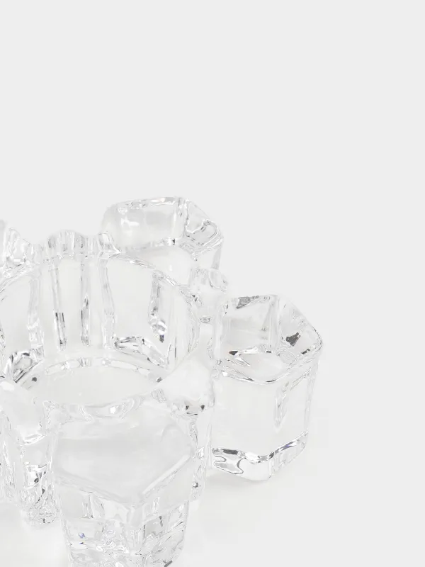 Подсвечник, 9x3 см, для чайной свечи, стекло, Снежинка, Snowfall, image-3