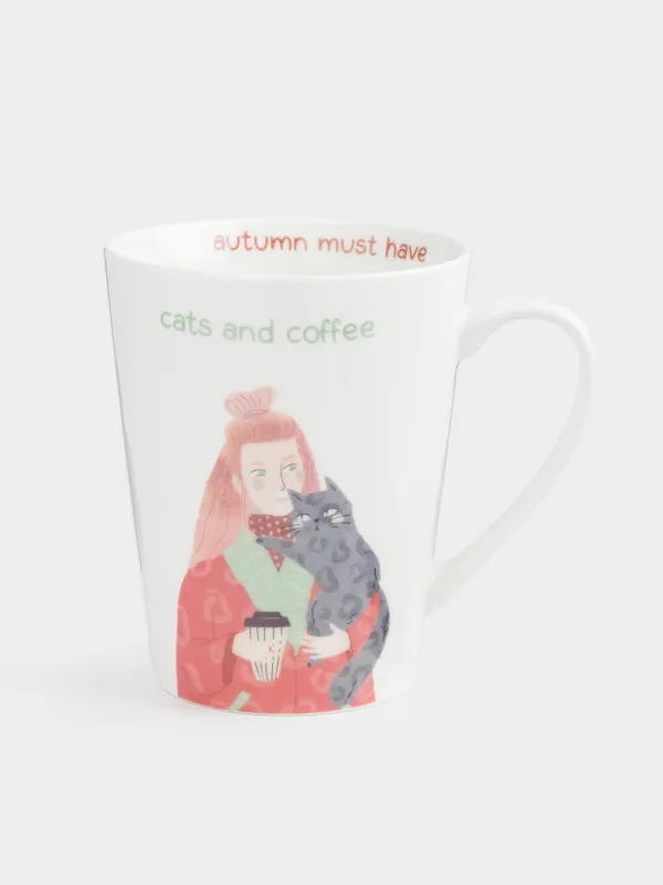 Саптыаяқ, 420 мл, фарфор N, ақ, Қыз бен мысық, Girls, image-0