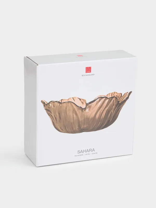 Салатник, 15х6 см, 320 мл, стекло, коричневый, Цветок, Sahara, image-4