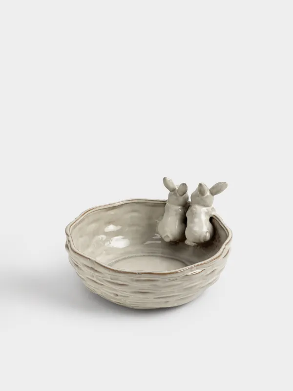 Конфетница, 25х15 см, 2,2 л, фарфор P, молочно-коричневая, Кролики, Rustic Easter, image-4