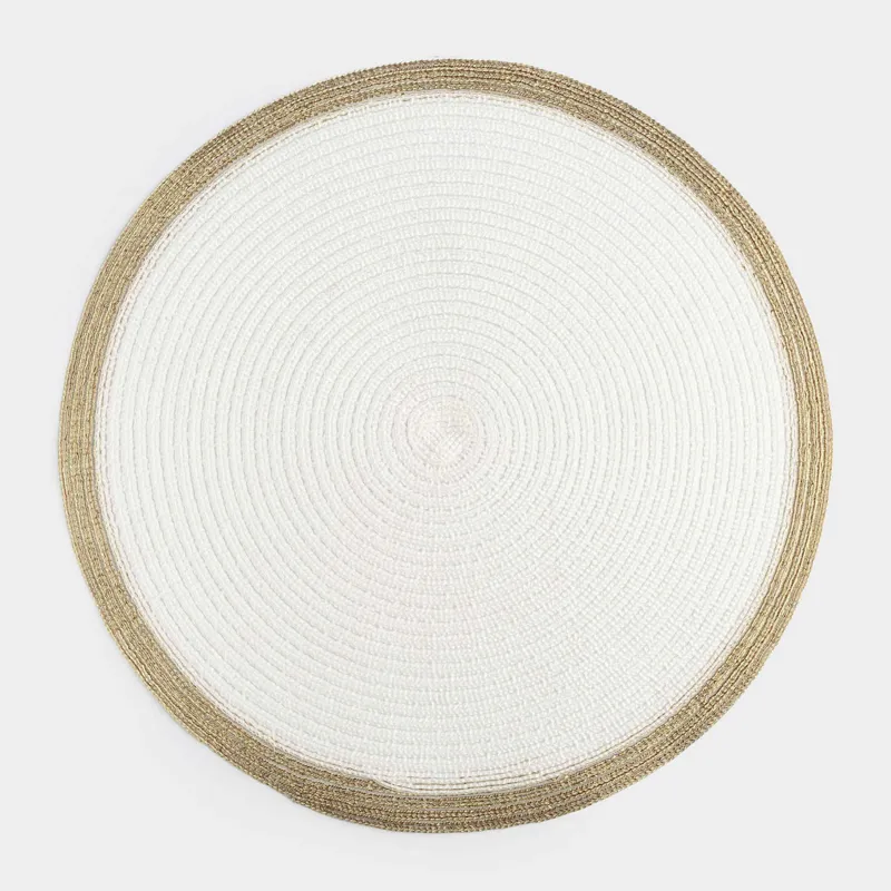 Аспаптарға арналған майлық, 38 см, полиэстер, дөңгелек, ақ, алтын жиек, Rotary rim