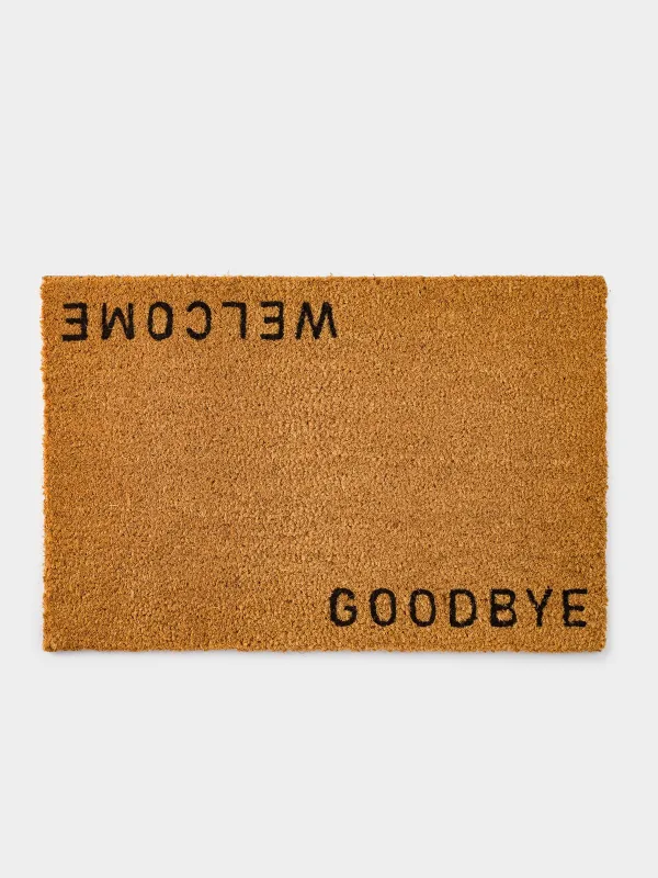Коврик придверный, 40х60 см, кокос/ПВХ, коричневый, Welcome/Goodbye, Home deco, image-0