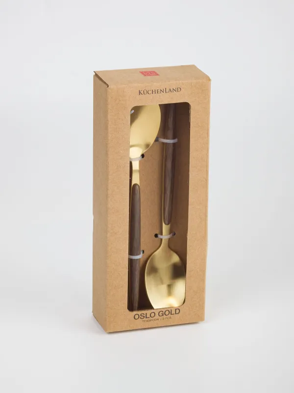 Ложка чайная, 2 шт, сталь/пластик, золотисто-коричневая, матовая, Oslo gold, image-3