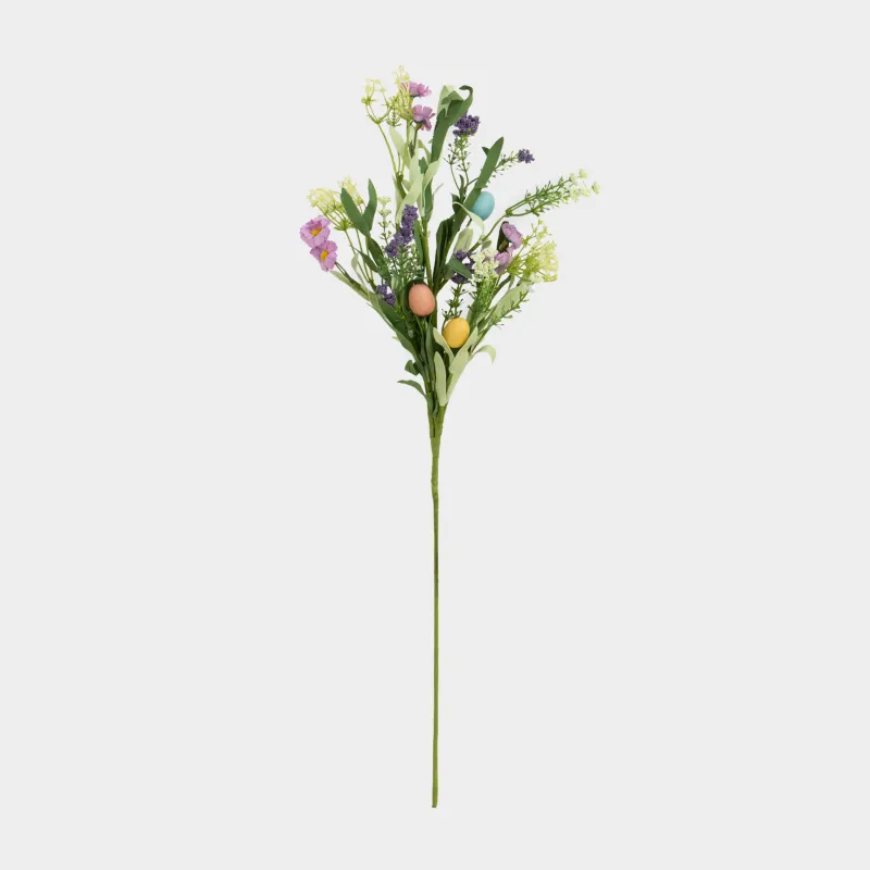 Ветка декоративная, 70 см, пенопласт/пластик, Цветы и пасхальные яйца, Easter decor