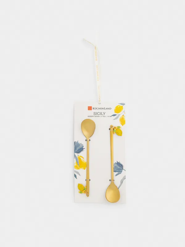 Десерт қасығы, 14 см, 2 дана, болат, алтын, Лимон, Sicily, image-4