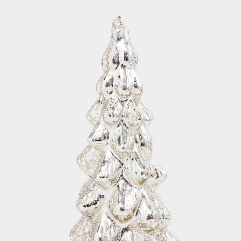 Мүсінше, жарықтандырылған, 25 см, шыны, күміс, Шырша, Patina, image-1