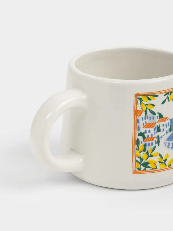 Саптыаяқ, 420 мл, керамика, сүт түстес, Сицилия пейзажы, Sicily, image-3