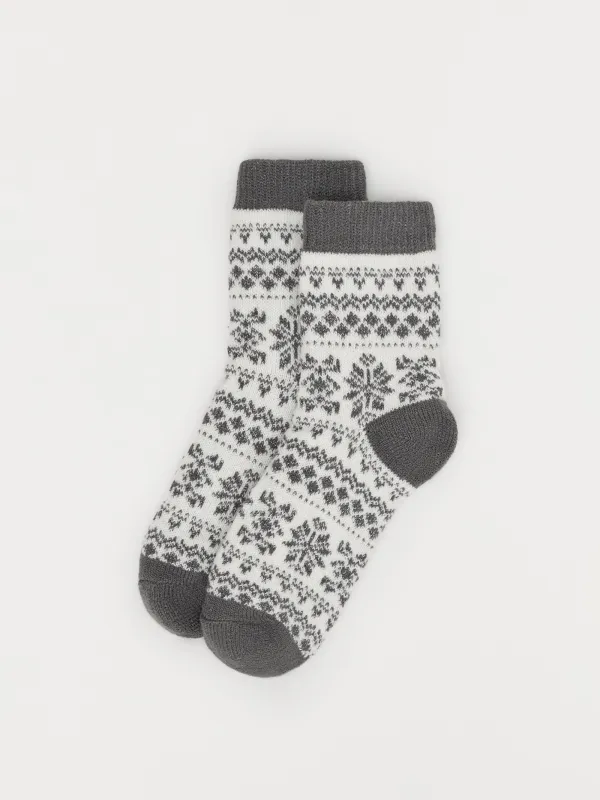 Әйелдер шұлықтары, үйге арналған, өлшемі 36-38, полиэстер/акрил, сұр-сарғылт-қоңыр, Өрнек, Fleece, image-1