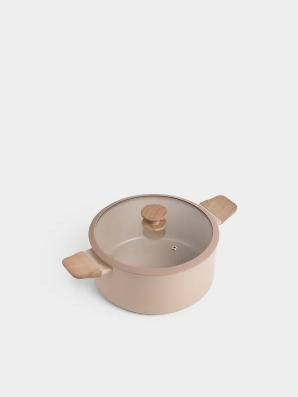 Кастрюля, 24 см, 4,7 л, с крышкой, с покрытием, алюминий, бежевая, Sincerity, image-1