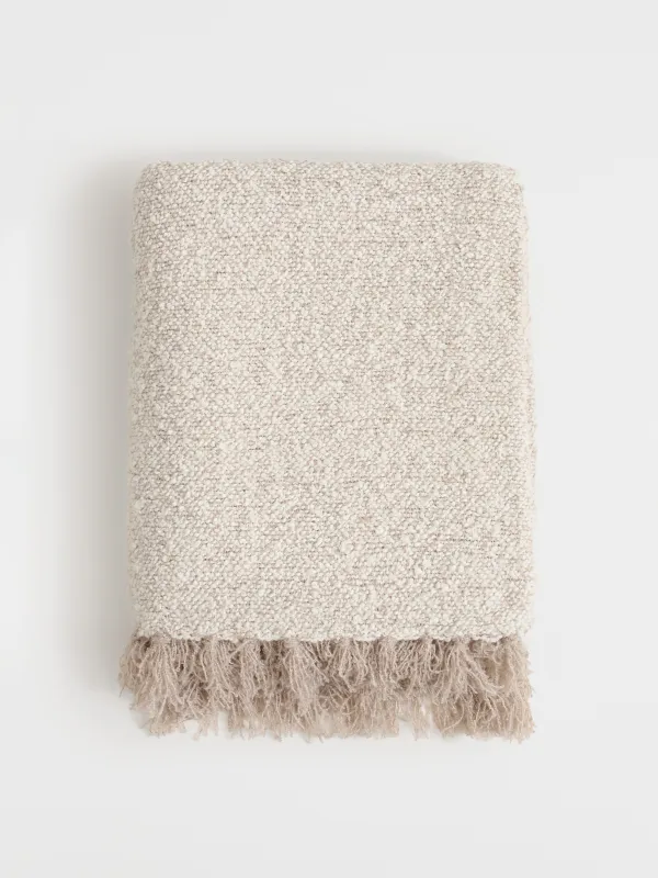 Плед, 130х170 см, с бахромой, полиэстер, песочно-молочный, Nordkap, image-0