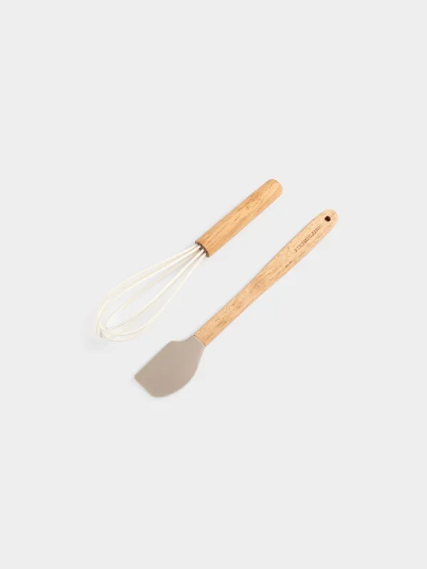 Ас үйге арналған керек-жарақтар жиынтығы, 2pr, шпатель / шайқау, силикон / ағаш, микс, Bakery wood, image-1