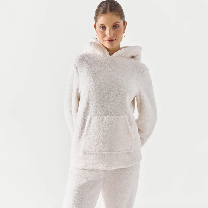 Әйелдерге арналған худи, үйге арналған, өлшемі L, жасанды үлбір, сүт түстес, Kiriana