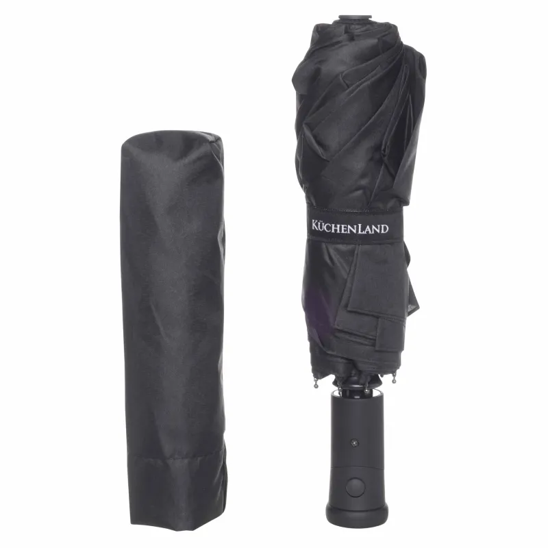 Қолшатыр, 59 см, жиналмалы, Автоматты, фонарьмен, эпонж, қара, Ray light, image-4