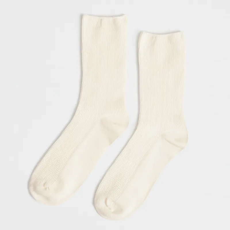 Носки женские, в рубчик, молочные, Rib basic