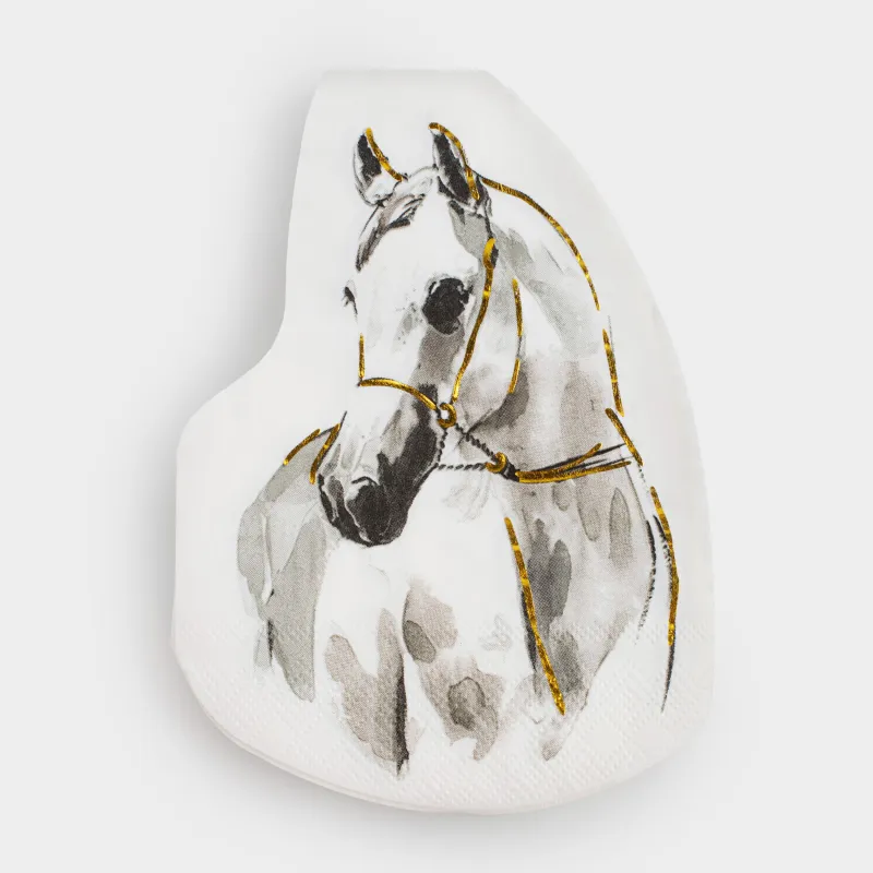 Салфетки бумажные, 21х30 см, 20 шт, фигурные, белые, Лошадь, Horse sketch