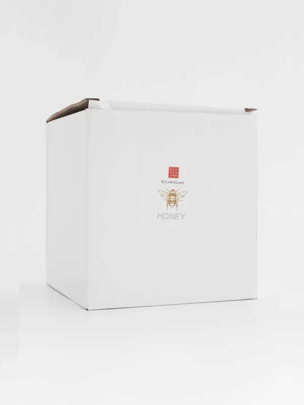 Балға арналған құты, 650 мл, қасықпен, керамика/болат, сүт түстес, аралар, Honey, image-7