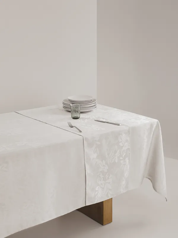 Дорожка настольная, 40х160 см, жаккард, полиэстер, белая, Ветви, Patterned branches, image-2