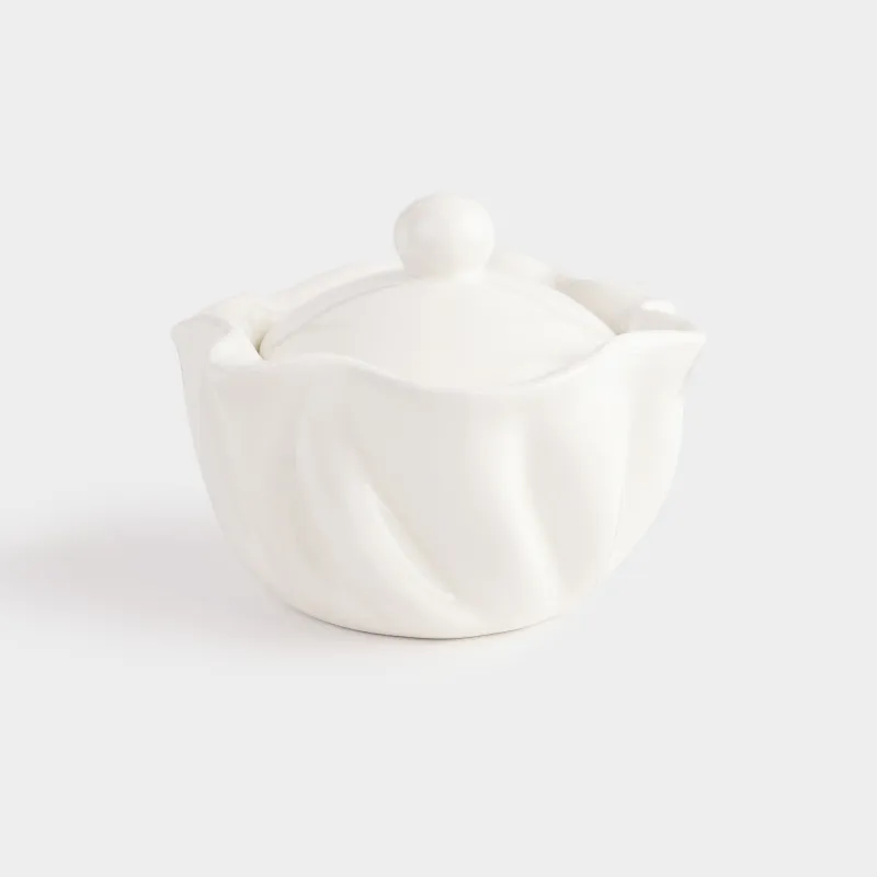 Шкатулка для украшений, 11 см, керамика, молочная, Мятый эффект, Crumple, image-0