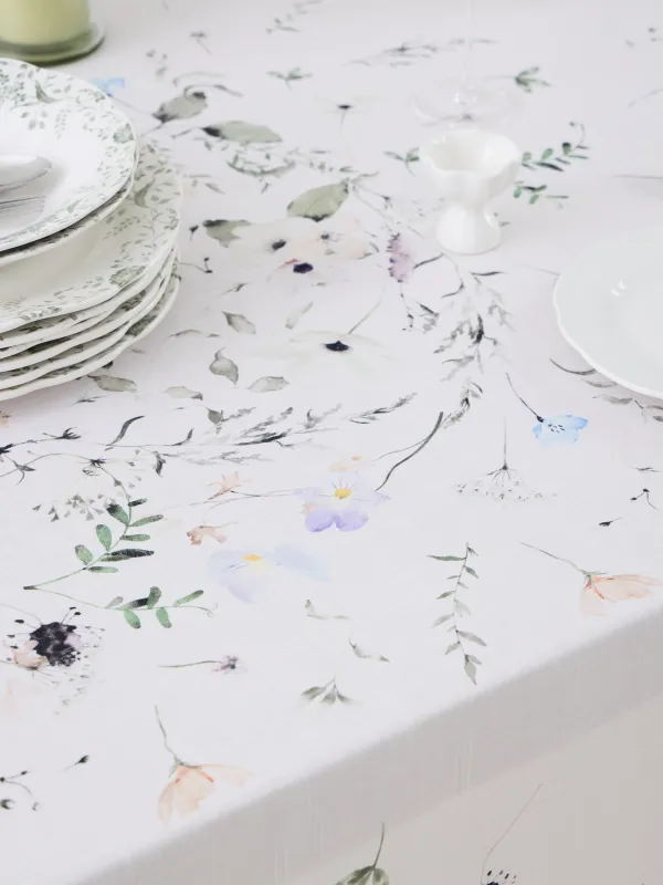 Дастархан, 170х250 см, полиэстер, сүт түстес, Көктемгі гүлдер, Flowery, image-2