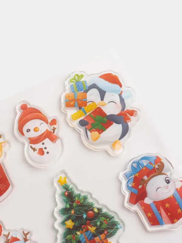 Жапсырмалар жинағы, 15х20 см, қайта пайдалануға болады, термопластик, Шырша, Christmas decal, image-3