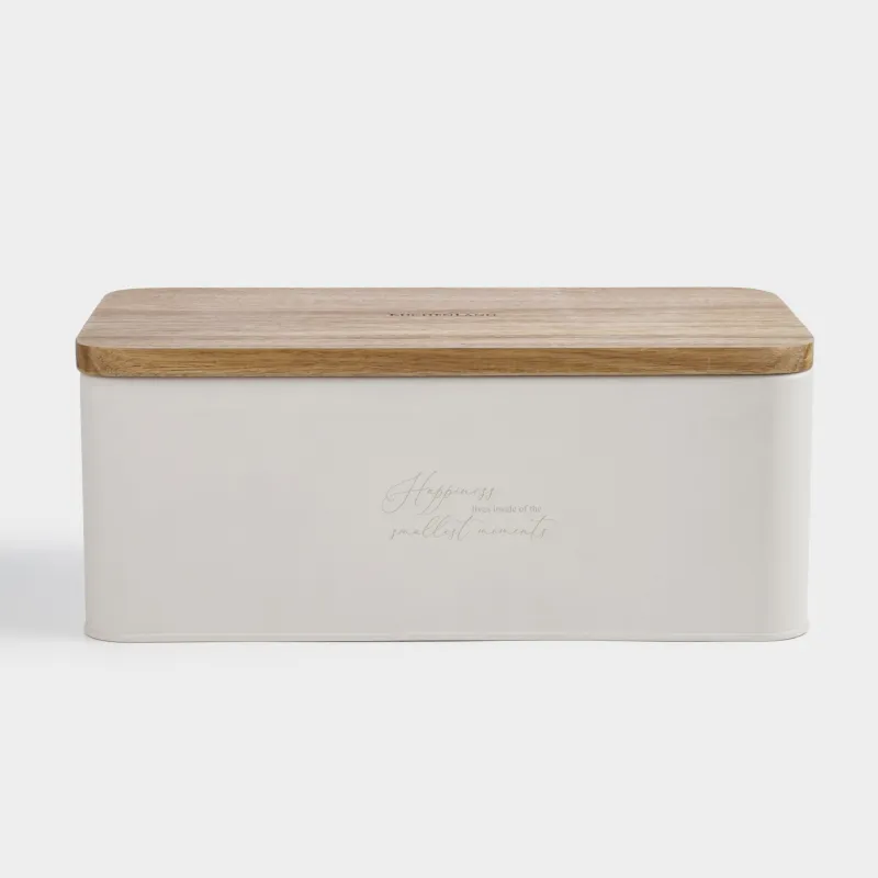 Хлебница, 33х18х13 см, металл/дерево, прямоугольная, бежевая, Ritlen