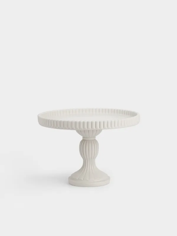 Блюдо на ножке, 23х16 см, полирезин бежевое, Antic, image-0