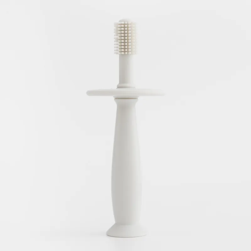 Шектегіші бар тіс щеткасы, балаларға арналған, 12 см, силикон, сарғылт-қоңыр, Kiddy, image-1