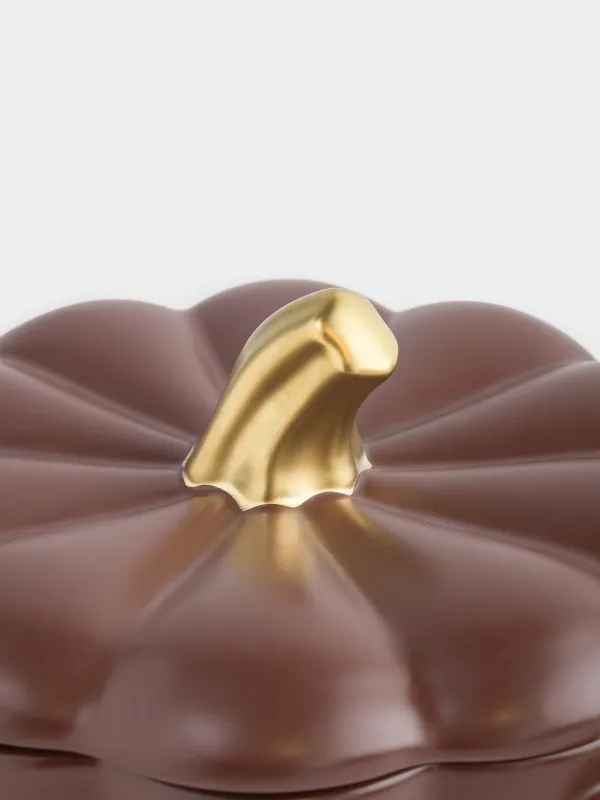 Форма для запекания, 21 см, 2,3 л, с крышкой, керамика, коричнево-золотистая, Тыква, Gourd, image-3