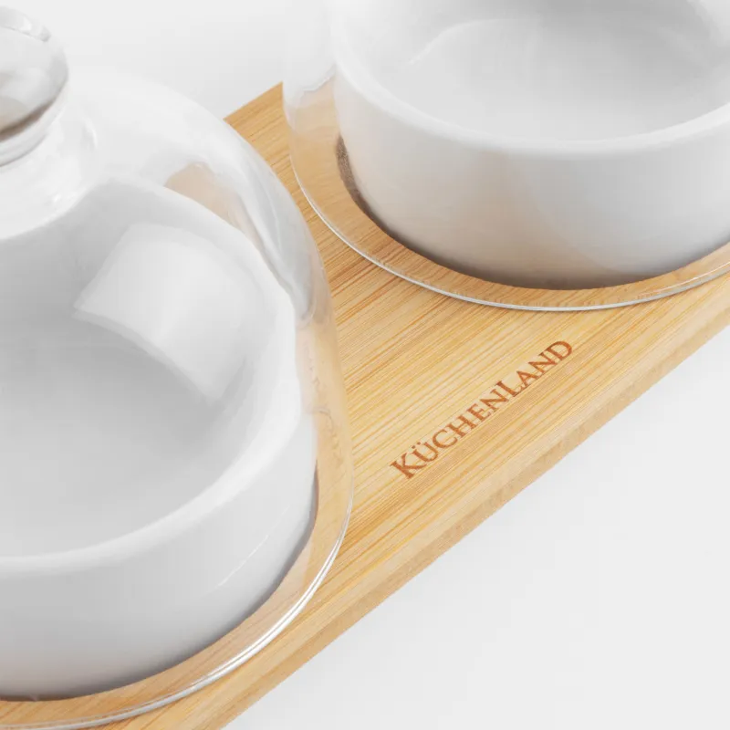 Набор для закусок, на подставке, Пиалы с крышкой, Bamboo, image-5