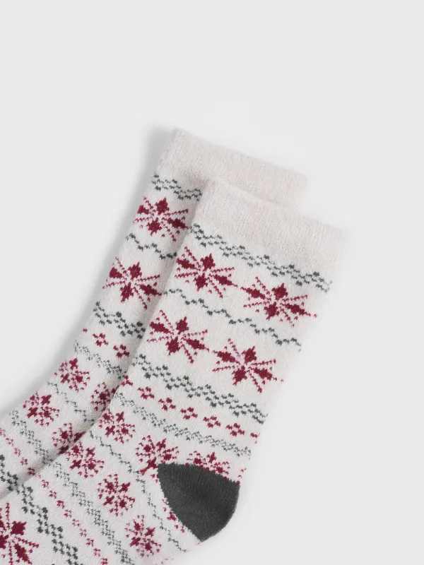 Әйелдер шұлықтары, өлшемі 36-38, полиэстер, сүт түстес және жасыл, Қысқы өрнек, Fleece, image-2