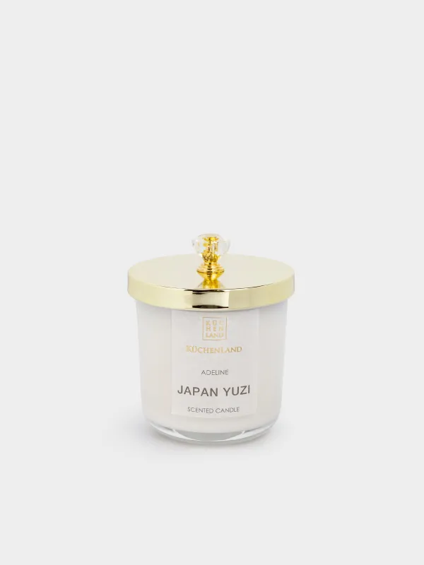 Хош иісті шам, 9 см, шам ұстағышта, қақпағы бар, ақ, Japan Yuzi, Adeline, image-0