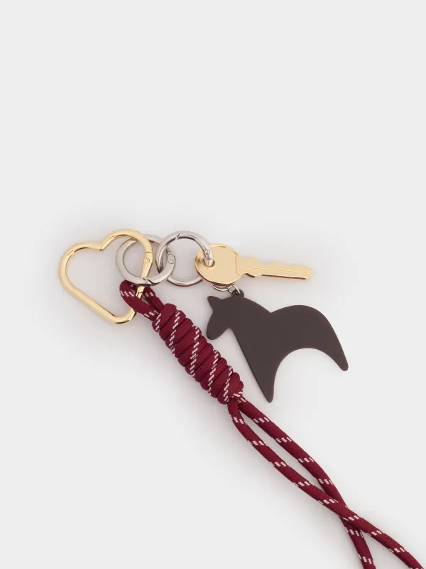 Салпыншақ, 13 см, металл / полиэстер, қызыл, кілті бар ат, Knot, image-2