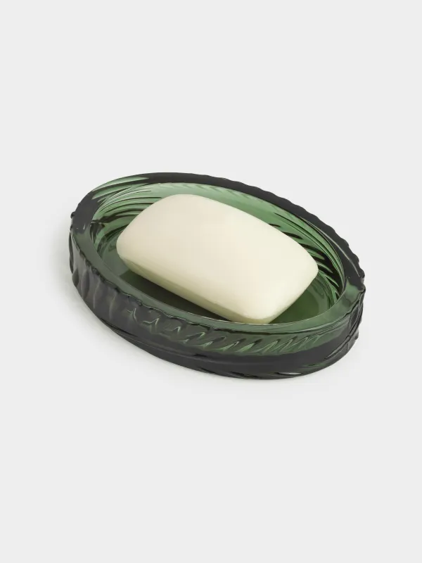 Сабын ыдысы, 14х10 см, шыны, тікбұрышты, жасыл, Тропикалық жапырақтар, Tropical leaves, image-5