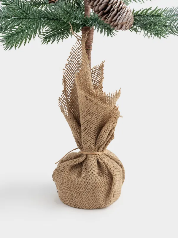 Ель искусственная, 45 см, в мешковине, пластик, Ель с шишками, Conifer decor, image-3