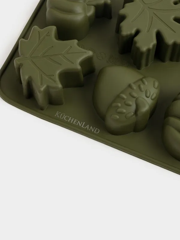 Кекстерді пісіруге арналған қалып, 17х17 см, 9 бөлім, силикон, сарғылт-қоңыр, Күзгі мотивтер, Bakery, image-2