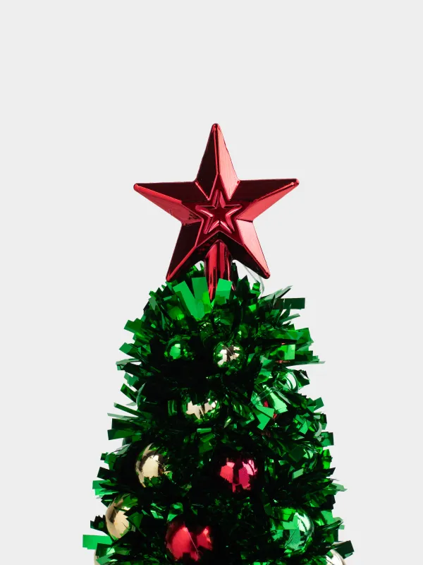 Жасанды шырша, 29 см, шырша жылтырағы/пластик, жасыл, Шарлары бар шырша, Tinsel christmas, image-2