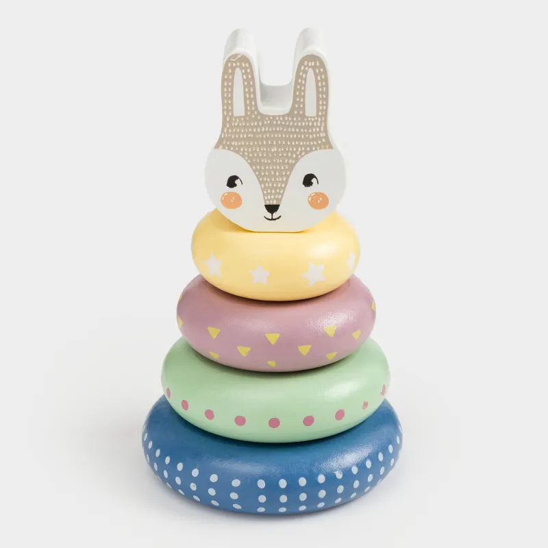 Игрушка развивающая, 14 см, Пирамидка кролик, Kiddy, image-1