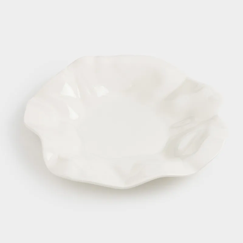 Тіскебасар тәрелкесі, 21 см, фарфор N, сүт түстес, Мыжылған эффект, Crumple, image-1