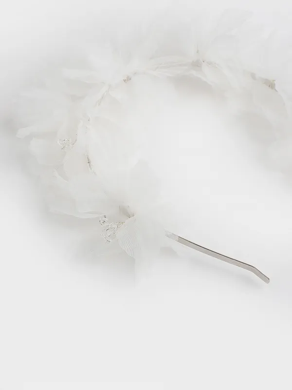 Ободок для волос, 13х15 см, детский, полиэстер/стекло, белый, Цветы, Hairstyle, image-2