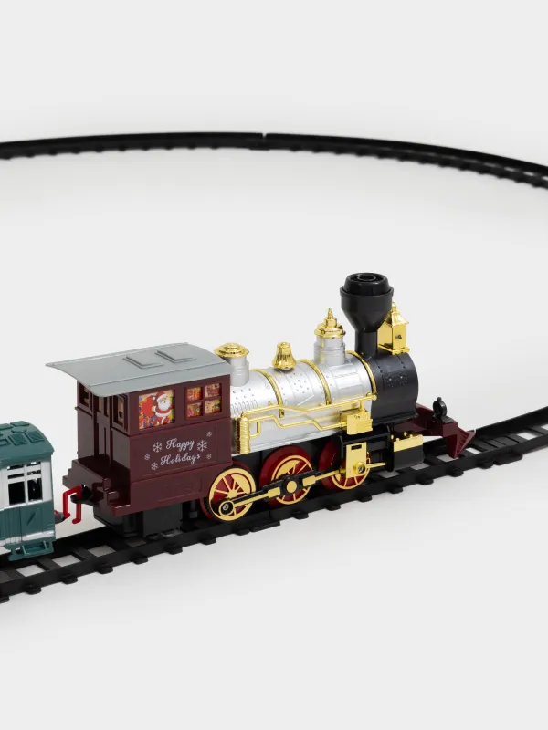 Ойыншық теміржол, L, музыкалық, жарықтандырылған/түтіні бар, пластик, Пойыз, Game rail, image-4