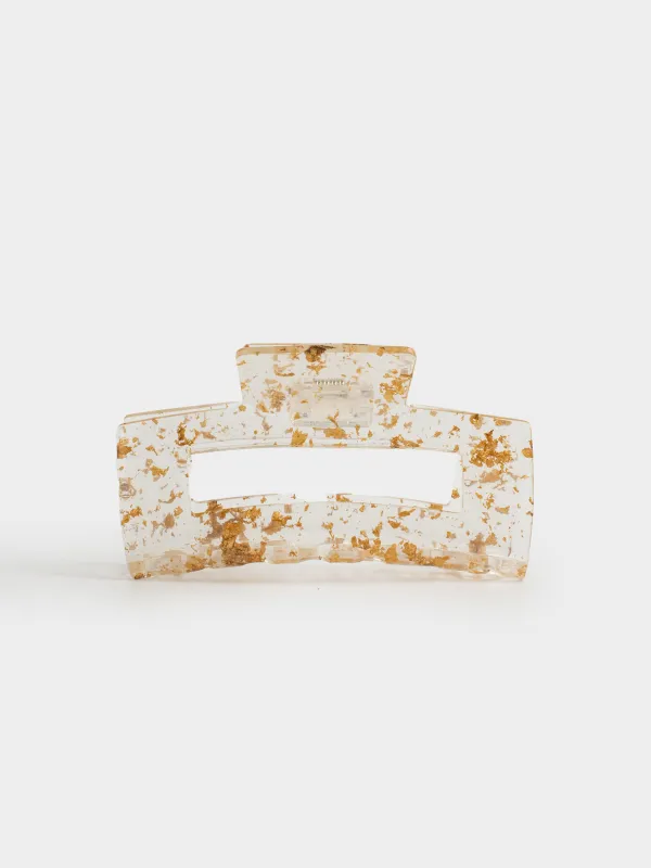 Шаш қыстырғыш, 10 см, пластик/металл, алтын түстес, Шашқа арналған краб, Glam, image-0