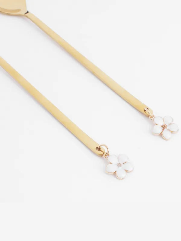 Десерт қасық, 14 см, 2 дана, болат, алтын, гүл, Bloome, image-4