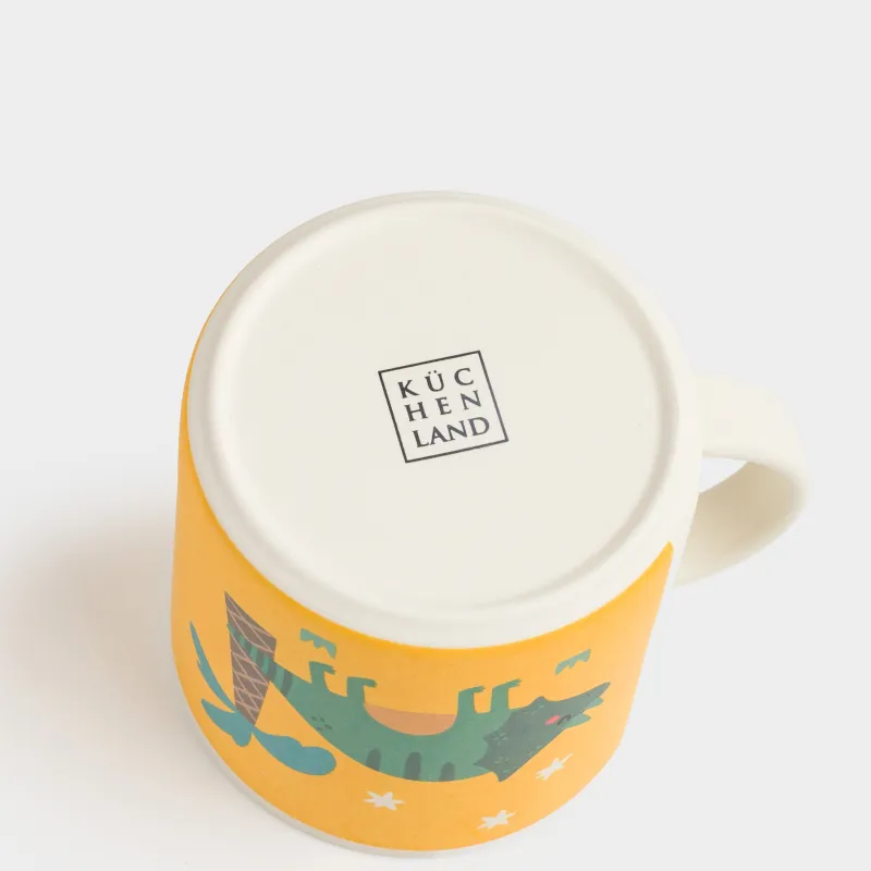 Саптыаяқ, балаларға арналған, 350 мл, бамбук, сары, Динозавр және пальма, Dino, image-3