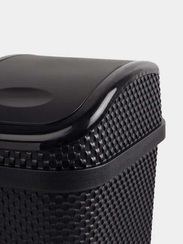 Қоқыс контейнері, 10 л, пластик, тікбұрышты, қара, Nickel, image-3