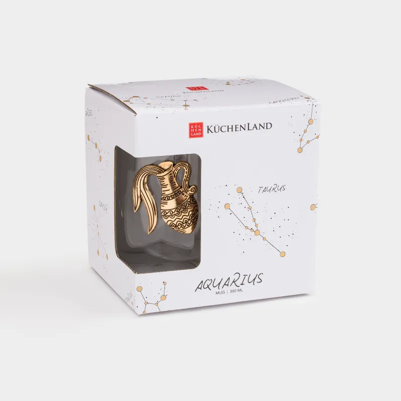 Саптыаяқ, 350 мл, металлдан жасалған шыны, алтын, Суқұйғыш, Air zodiac, image-4