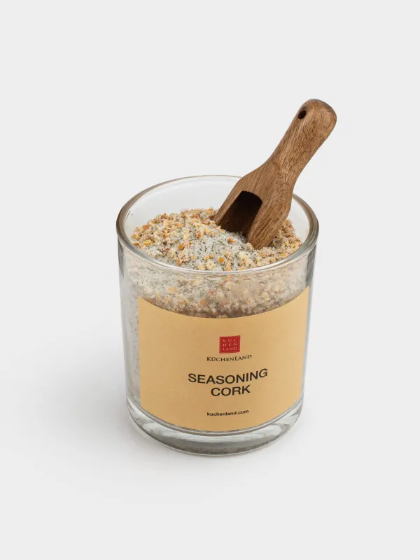 Дәмдеуіштерге арналған ыдыс, 8 см, толтырғышы мен қасығы бар, шыны/тығын/ағаш, Сарымсақ және тұз, Seasoning cork, image-2