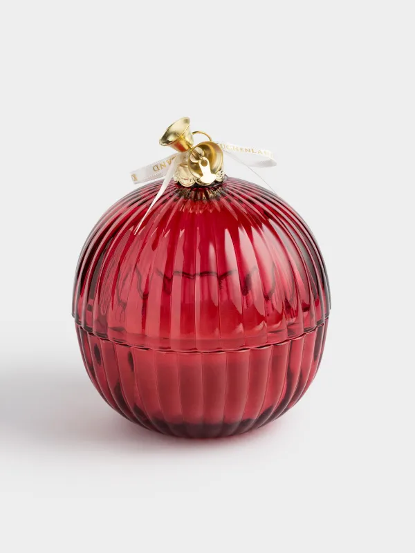 Хош иісті шам, 12х13 см, шам ұстағышта, қақпағы бар, шыны, қызыл, жидек, Christmas traditions, image-1