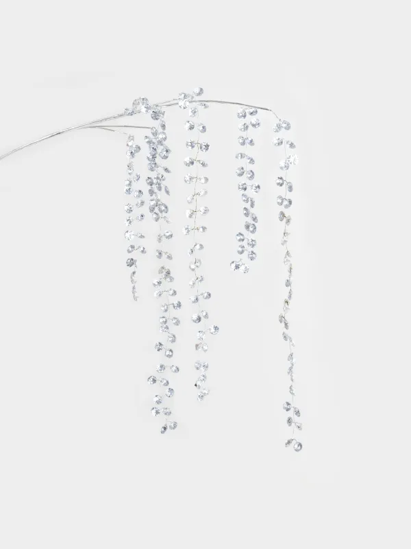 Ветка декоративная, 68 см, пластик/металл, Серебристые кристаллы, Crystal decor, image-2