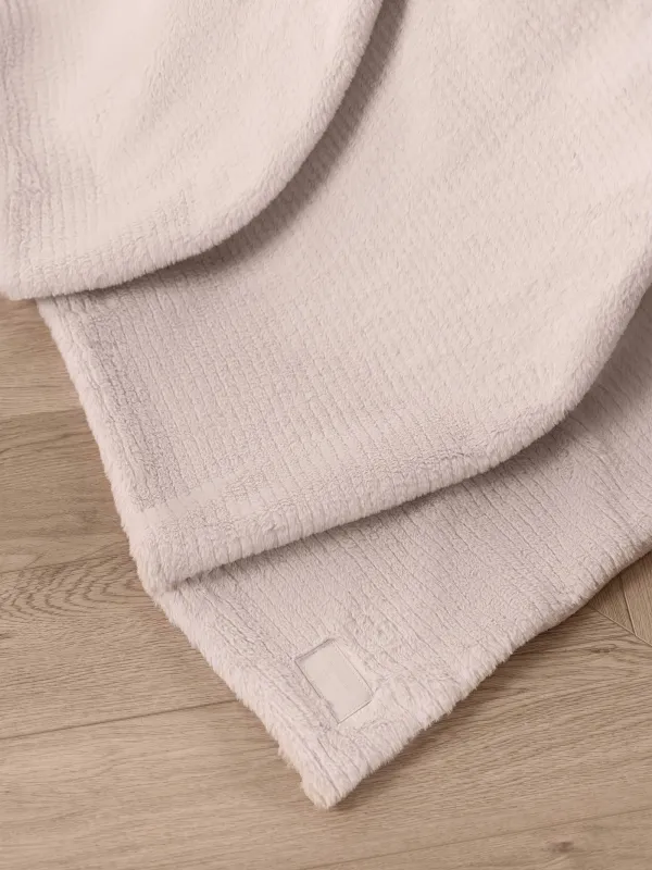 Жамылғы, 130х170 см, қайтымды, жасанды үлбір/фланель, сүт түстес, Жолақтар, Flannel, image-5